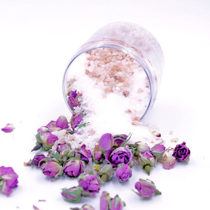 Picture of BATH SALTS with DAMASK ROSE PETALS & BUDS  