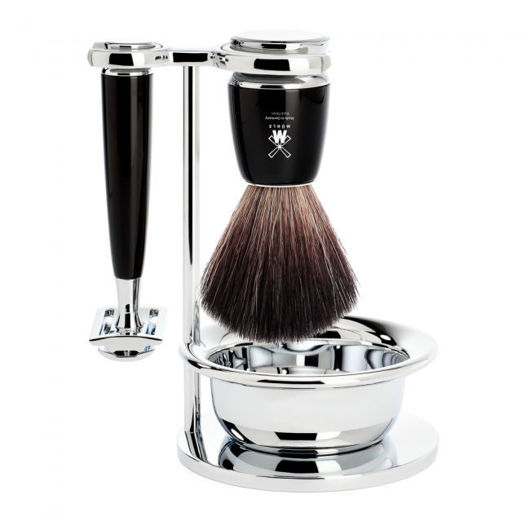 Picture of RYTMO Shaving set from MÜHLE, Black Fibre, handle black resin