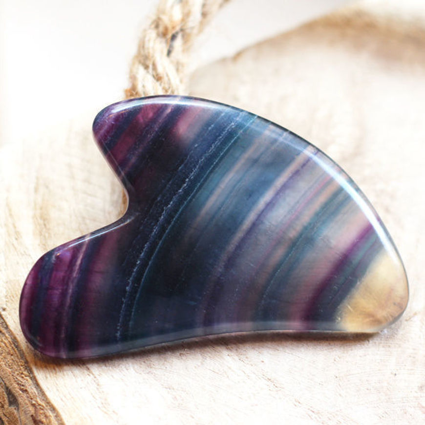 natural rainbow fluorite gua sha